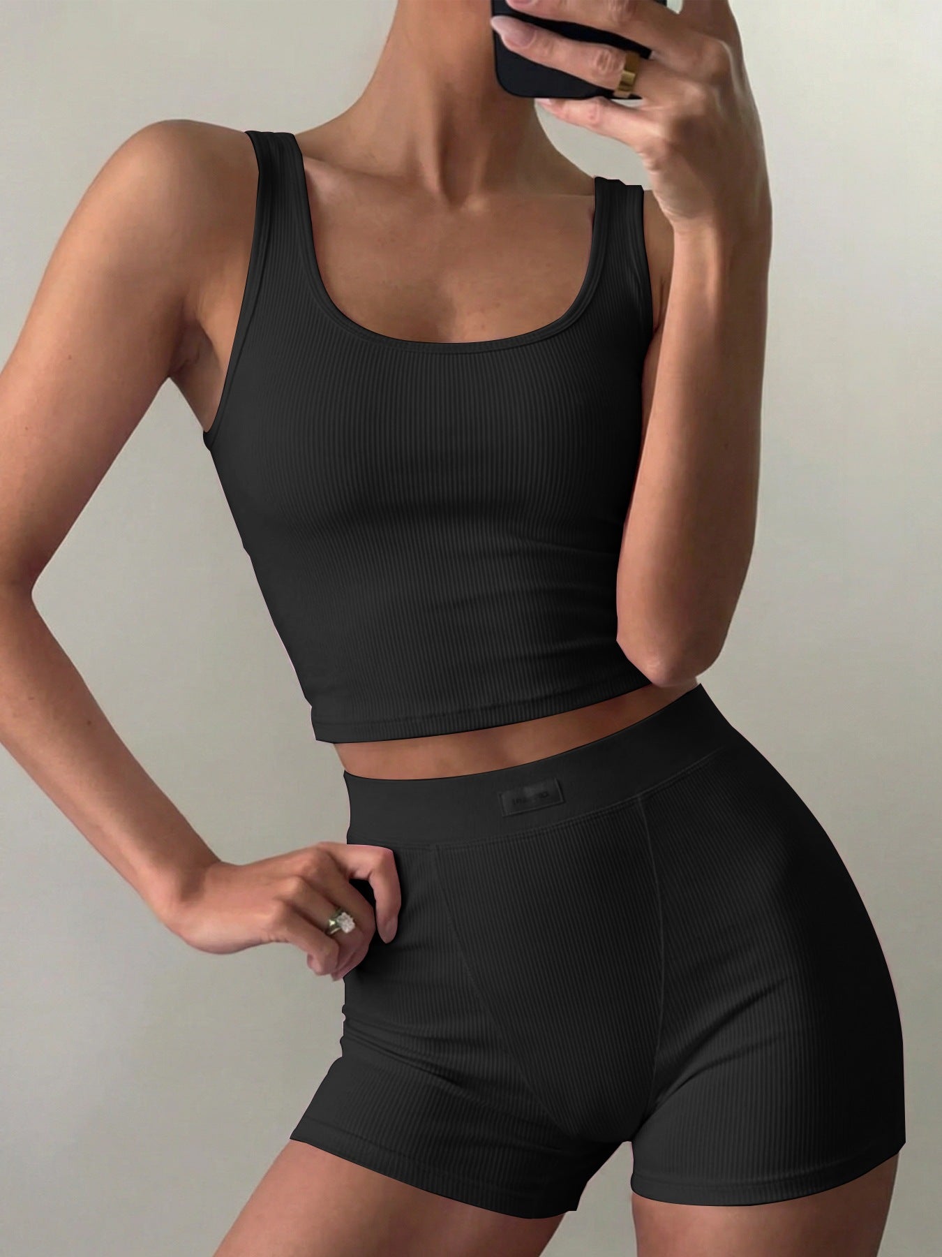 Athletic Yoga-Style Camisole And Summer Shorts Set