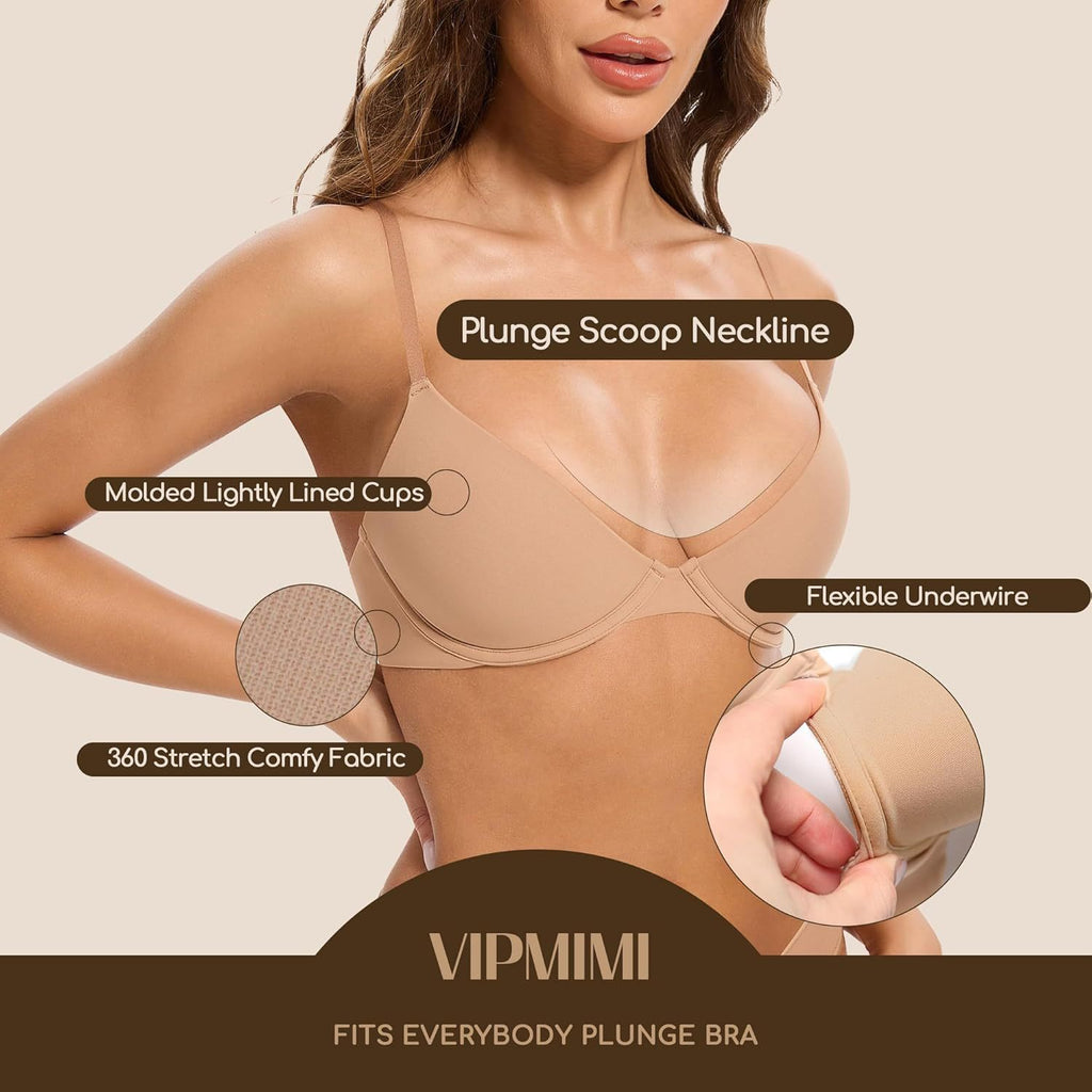 Womens Low-cut Bra With A Buttery-soft Low Crew Neckline And Lightweight Underwire