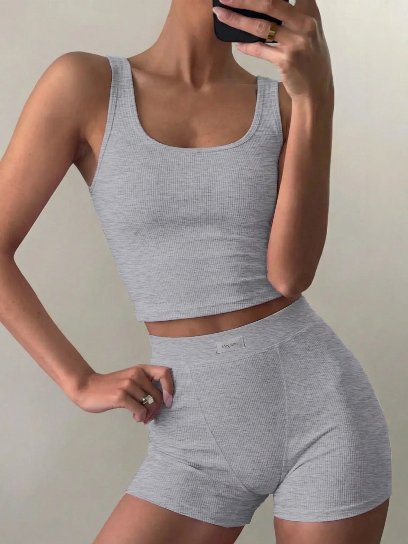 Athletic Yoga-Style Camisole And Summer Shorts Set